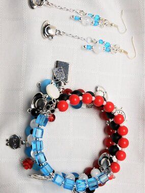 Alice in Wonderland Three-strand bracelets and earrings - No. 2 - handmade -